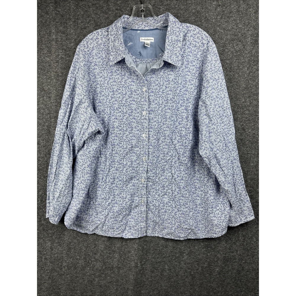 Croft‎ & Barrow Shirt Womens Plus 2X Floral Button Up Blouse Long Sleeve Top